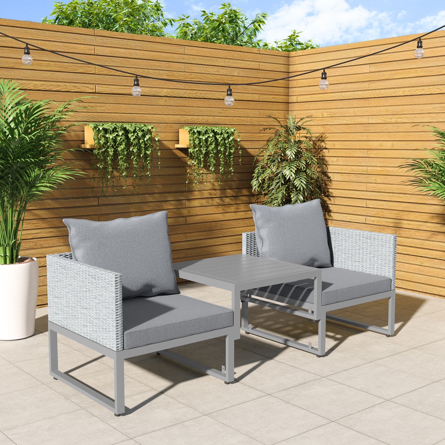 Rattan love store seat grey