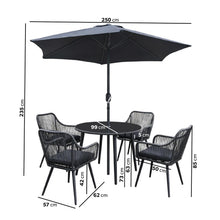 Load image into Gallery viewer, Rope Wicker Dining Set with Matching Parasol
