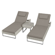 Load image into Gallery viewer, Pair of Grey Rattan Reclining Garden Sun Lounger Set
