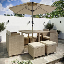 Load image into Gallery viewer, 8 Seater Beige Rattan Cube Garden Dining Set 
