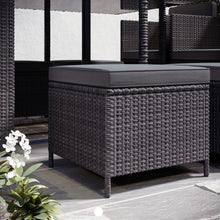 Load image into Gallery viewer, 8 Seater Charcoal Rattan Cube Garden Dining Set with Parasol
