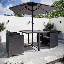 Load image into Gallery viewer, 4 Seater Charcoal Rattan Cube Garden Dining Set with Parasol
