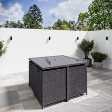 Load image into Gallery viewer, 4 Seater Charcoal Rattan Cube Garden Dining Set with Parasol

