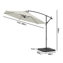 Load image into Gallery viewer, 3x3m Light Grey Cantilever Parasol with Base and Cover Included
