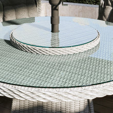 Load image into Gallery viewer, 6 Seater Grey Round Rattan Garden Dining Set with Lazy Susan and Parasol - Aspen
