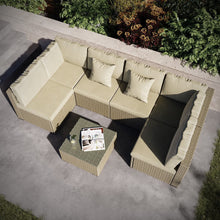Load image into Gallery viewer, 6 Seater Neutral Rattan Garden Set with Beige Cushions and Coffee Table - Como
