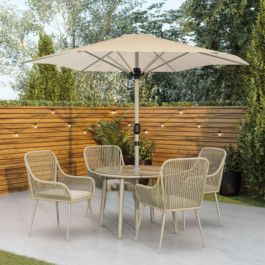 Rope Wicker Dining Set with Matching Parasol