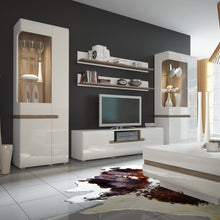 Load image into Gallery viewer, Chelsea Living Wide TV Unit in white with an Truffle Oak Trim
