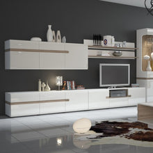Load image into Gallery viewer, Chelsea Living Wide TV Unit in white with an Truffle Oak Trim
