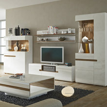 Load image into Gallery viewer, Chelsea Living Small Designer Coffee Table in white with an Truffle Oak Trim

