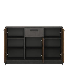 Load image into Gallery viewer, Brooklyn Cabinet with 3 Doors and 1 Drawer in Walnut and Dark Matera Grey
