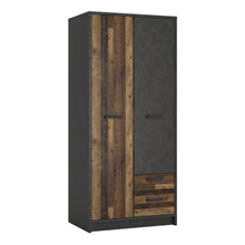 Load image into Gallery viewer, Brooklyn 2 Door Wardrobe with 2 Drawers in Walnut and Dark Matera Grey
