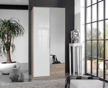 Load image into Gallery viewer, Alpine White Gloss And Oak Effect 2 Door / 2 Drawer Wardrobe
