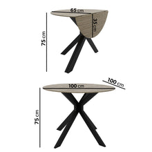 Load image into Gallery viewer, Round Grey Drop Leaf Dining Table with 4 Black Velvet Dining Chairs - Seats 4
