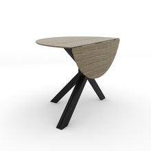Load image into Gallery viewer, Round Grey Drop Leaf Dining Table with 4 Black Velvet Dining Chairs - Seats 4
