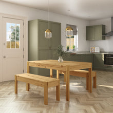 Load image into Gallery viewer, Solid Pine Dining Set with 2 Dining Benches - Seats 4
