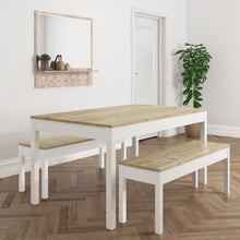 Load image into Gallery viewer, Pine &amp; White Dining Table with 2 Dining Benches - Seats 4
