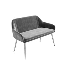 Load image into Gallery viewer, White Gloss Extending Dining Table with 2 Grey Velvet Dining Chairs &amp; Matching Dining Bench with Back
