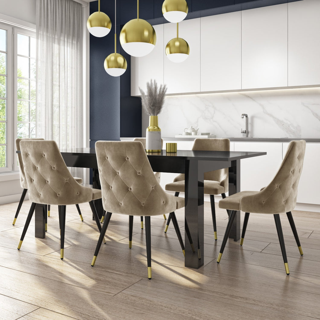 Beige dining chairs set of 6 outlet
