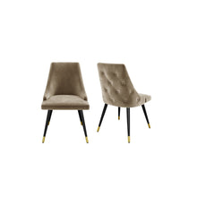 Load image into Gallery viewer, 6 Seater Black Extendable Gloss Dining Set with 6 Beige Velvet Buttoned Dining Chairs
