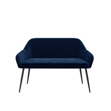 Load image into Gallery viewer, Black Gloss Extendable Dining Table with 2 Navy Blue Velvet Dining Chairs and 1 Bench
