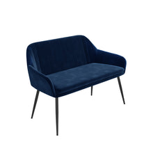 Load image into Gallery viewer, Black Gloss Extendable Dining Table with 2 Navy Blue Velvet Dining Chairs and 1 Bench
