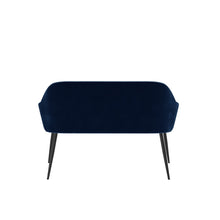Load image into Gallery viewer, Black Gloss Extendable Dining Table with 2 Navy Blue Velvet Dining Chairs and 1 Bench
