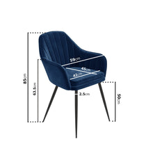 Load image into Gallery viewer, Black Gloss Extendable Dining Table with 2 Navy Blue Velvet Dining Chairs and 1 Bench
