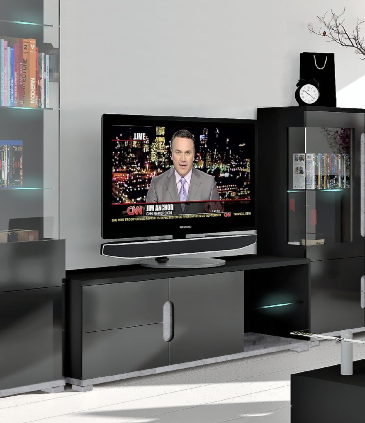 Elan -  Black High Gloss And Grey TV Unit