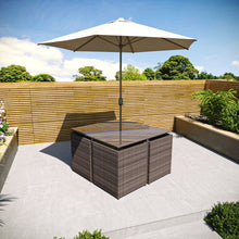 Load image into Gallery viewer, Brown Rattan Cube Garden Dining Set - 4 Seater - Parasol Included
