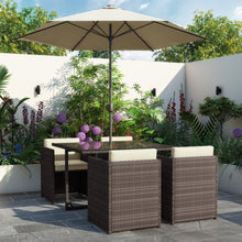 Load image into Gallery viewer, Brown Rattan Cube Garden Dining Set - 4 Seater - Parasol Included
