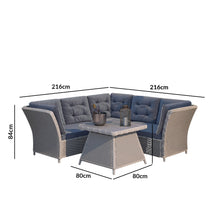 Load image into Gallery viewer, Grey Rattan Garden Corner Sofa and Table Set
