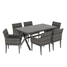 Load image into Gallery viewer, 6 Seater Dark Grey Rattan Garden Dining Set
