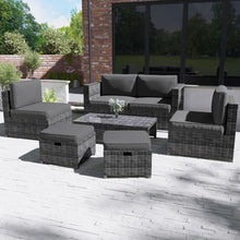 Load image into Gallery viewer, 6 Seater Grey Rattan Garden Sofa Set
