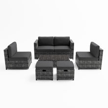 Load image into Gallery viewer, 6 Seater Grey Rattan Garden Sofa Set
