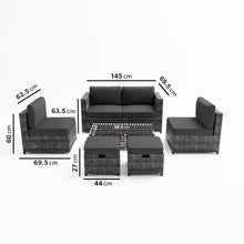 Load image into Gallery viewer, 6 Seater Grey Rattan Garden Sofa Set
