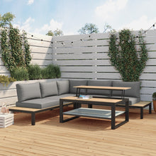 Load image into Gallery viewer, Grey Garden Corner Sofa Set with Adjustable Table
