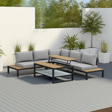 Load image into Gallery viewer, Grey Garden Corner Sofa Set with Adjustable Table
