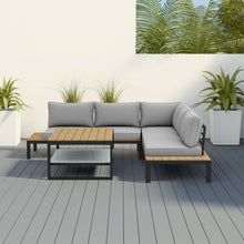 Load image into Gallery viewer, Grey Garden Corner Sofa Set with Adjustable Table
