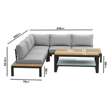 Load image into Gallery viewer, Grey Garden Corner Sofa Set with Adjustable Table

