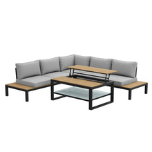 Load image into Gallery viewer, Grey Garden Corner Sofa Set with Adjustable Table
