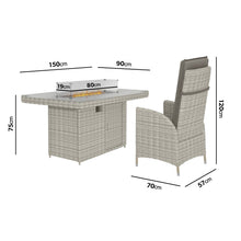 Load image into Gallery viewer, Grey 6 Seater Rattan Reclining Garden Dining Set with Fire Pit Table
