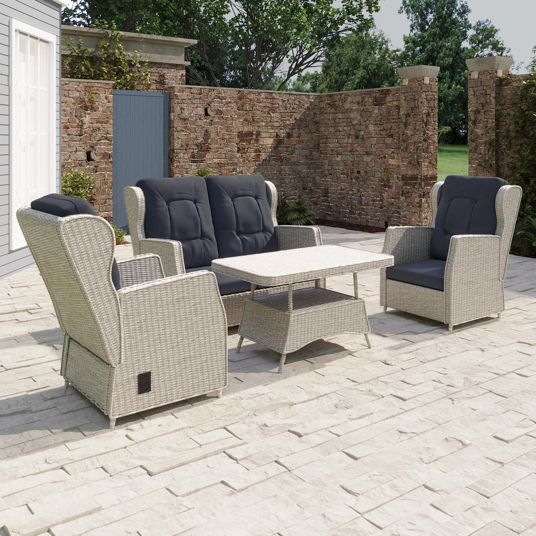 Grey Rattan Reclining Garden Sofa Set