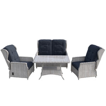 Load image into Gallery viewer, Grey Rattan Reclining Garden Sofa Set
