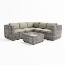Load image into Gallery viewer, 6 Seater Beige Rattan Corner Sofa Set
