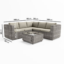 Load image into Gallery viewer, 6 Seater Beige Rattan Corner Sofa Set
