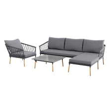 Load image into Gallery viewer, 4 Seater Grey Rope Sofa Set with Chaise &amp; Table
