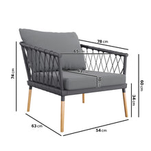 Load image into Gallery viewer, 4 Seater Grey Rope Sofa Set with Chaise &amp; Table

