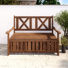 Load image into Gallery viewer, 2 Seater Wooden Garden Bench With Storage
