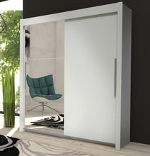 Load image into Gallery viewer, Orlando Sliding Door Wardrobe Slider Cupboard Robe Matt White &amp; Mirrored
